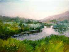 Hahamongna Park pond Devils Gate Dam arroyo seco oil painting for sale